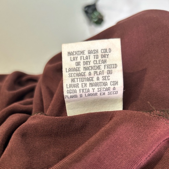BCBG Max Azria Vintage Boatneck Chocolate Brown Slinky Top Size Small - Picture 13 of 13